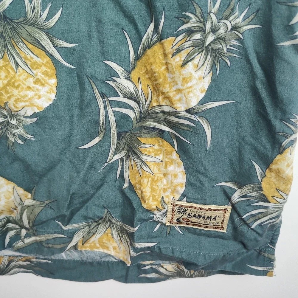 Tommy Bahama Hawaiian Shirt Men's M Blue/Yellow Button-Up Short Sleeves‎